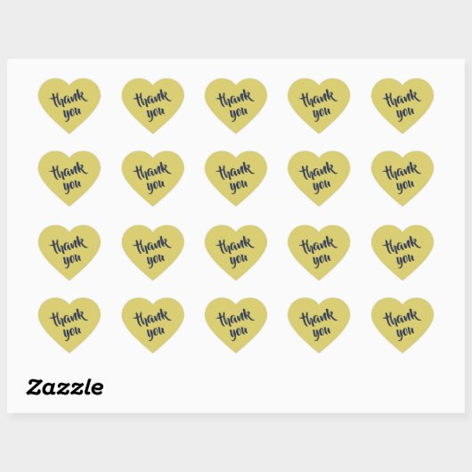 Cœur Gentle Warm Yellow Thank You Heart Sticker (Feuille)