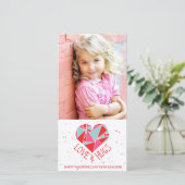 Coeur géométrique Carte photo de la Saint-Valentin (Debout devant)