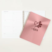 Coeur gothique et rose sur rose-or avec Monogramme (Devant avec enveloppe)