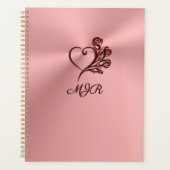 Coeur gothique et rose sur rose-or avec Monogramme (Devant)