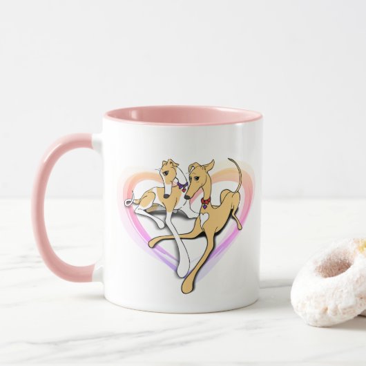 Coeur Greyhound Art Mug (Avec donut)