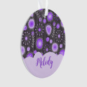 Coeur gris violet blanc et nom floral (devant)