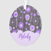 Coeur gris violet blanc et nom floral (devant)