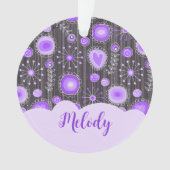 Coeur gris violet blanc et nom floral (devant)