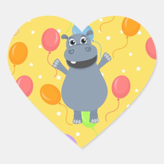 Cœur Happy Hippo Sticker (Devant)