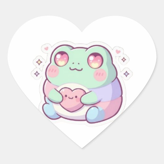 Cœur Heart Eyes Frog Sticker Cute Minimal Frog Love Kaw (Devant)