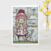 Coeur heureux - carte d'anniversaire (Fleur jaune)