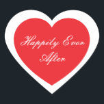 Cœur Heureux Jamais après Sticker<br><div class="desc">Heureusement,  Ever After Heart Sticker est montré dans un double coeur design. Couleur rouge</div>