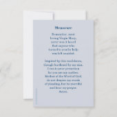 Coeur immaculé de Marie, Carte de prière Memorare (Dos)