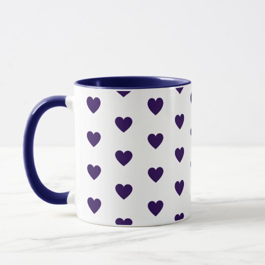 Coeur imprimé tasse de café bleu et blanc (Gauche)