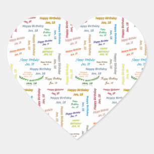 Cœur Janvier, 18 Anniversaire Sticker