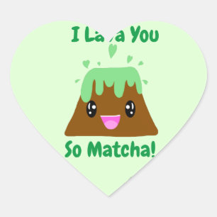 Cœur Je t'ai lava si Matcha Kawaii Coeur Sticker