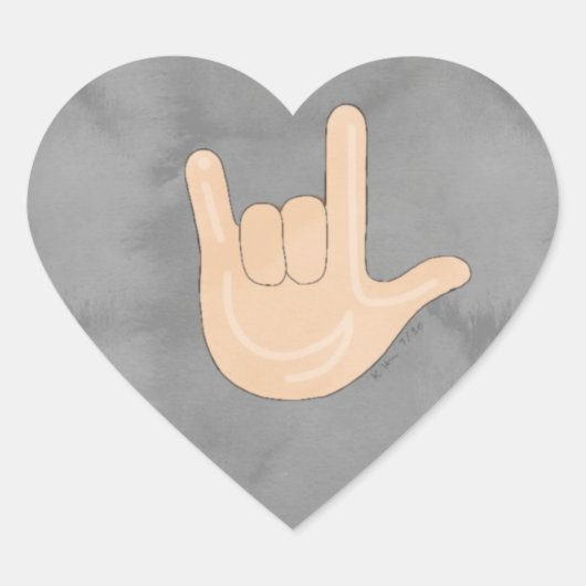 Cœur Je t'aime (ILY) Sticker ASL (Devant)