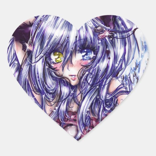 Cœur Joli Sticker fille de chat (Devant)