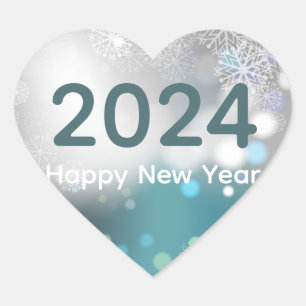 Cœur joyeuse nouvelle année Sticker snowflakes