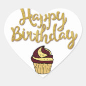 Cœur Joyeux Anniversaire Cupcake Coeur Sticker (Devant)