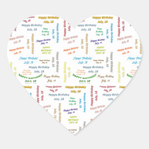 Cœur Juillet, 18 Anniversaire Sticker