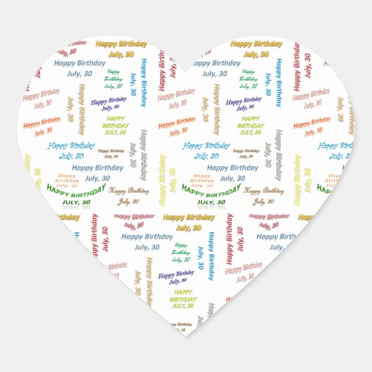 Cœur Juillet, 30 Anniversaire Sticker (Devant)