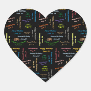 Cœur Juin, 24 Anniversaire Sticker