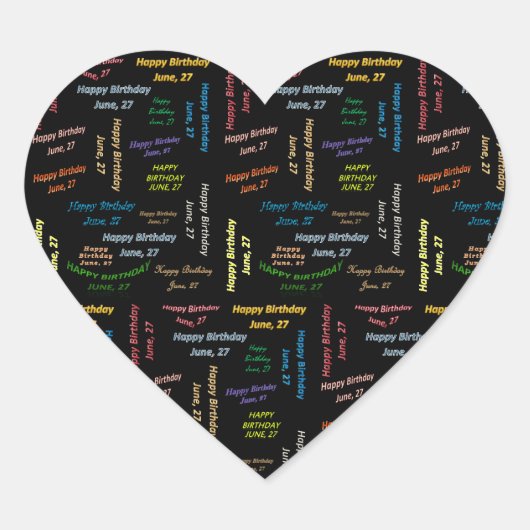 Cœur Juin, 27 Anniversaire Sticker (Devant)