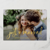 Cœur | Juste marié Gold Foil Faire-part (Recto)