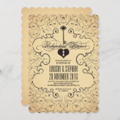 Coeur Key Vintage Rehearer Dîner Invitation (Devant / Derrière)