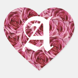 Cœur LETTRE MONOGRAPHIQUE A Sticker Roses Roses Roses R