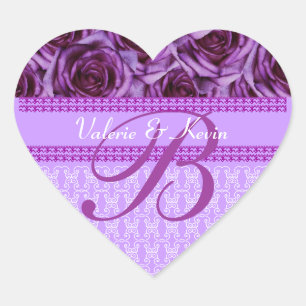 Cœur LETTRE Rose MOYENNE B Sticker Mariage 
