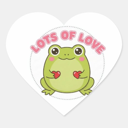 Cœur Lots Of Love Frog Sticker Cute Frog Holding Hearts (Devant)