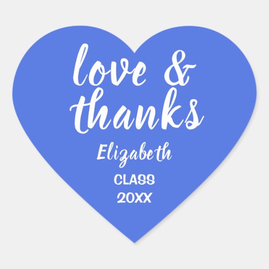 Cœur Love and Thanks Navy Blue Graduation Sticker (Devant)
