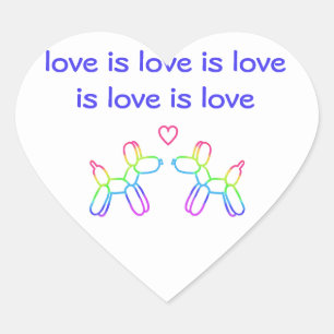 Cœur Love is Love Balloon Chiens Coeur Sticker