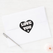 Cœur Love You Black and White Heart Wedding Sticker (Enveloppe)