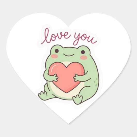 Cœur Love You Frog Sticker Cute Frog Heart Soft Aesthet (Devant)