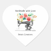 Cœur Machine à coudre Sticker de fabricant noir blanc (Devant)