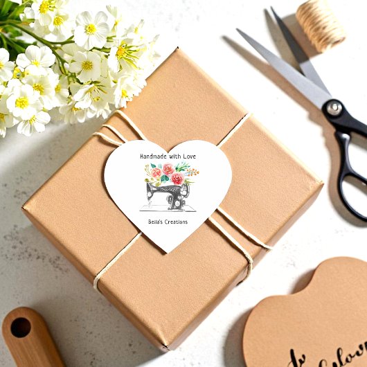 Cœur Machine à coudre Sticker de fabricant noir blanc