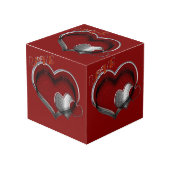 Coeur magique rouge photo Cube (Angle devant)