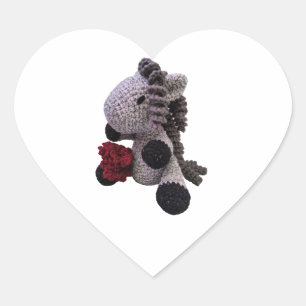 Cœur Magnifique Sticker Coeur Cheval Amigurumi Crocheté