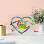 Coeur mal oeil Terre aquarelle Art (Mariage)