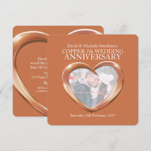 Coeur mariage cuivre 7 ans invitation de fête