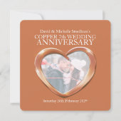 Coeur mariage cuivre 7 ans invitation de fête (Devant)