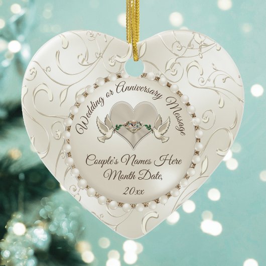 Coeur, Mariage ornements de Noël Personnalisé