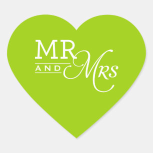 Cœur MARIAGE STICKER m & mrs chaux de typographie moder