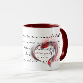 Coeur métallique avec sonnet de Shakespeare 18 Mug (Devant droit)
