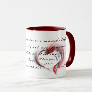 Coeur métallique avec sonnet de Shakespeare 18 Mug