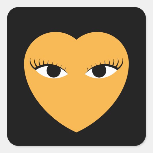 Coeur mignon avec les yeux autocollant rond (Devant)