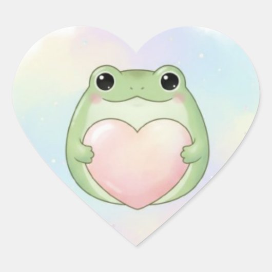 Cœur Minimal Love Frog Sticker Cute Frog Holding Heart  (Devant)