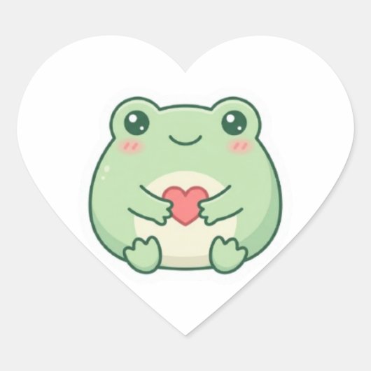 Cœur Minimal Love Frog Sticker Cute Frog Holding Heart  (Devant)