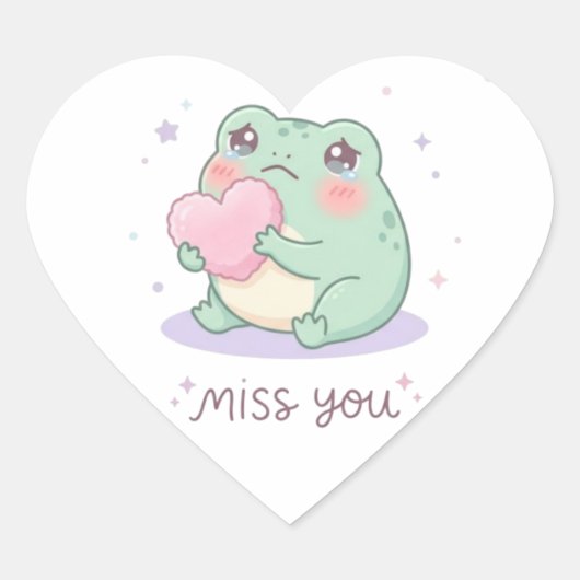 Cœur Miss You Frog Sticker Cute Frog Holding Heart Emot (Devant)