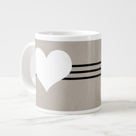 Coeur moderne beige Jumbo Mug (Devant gauche)