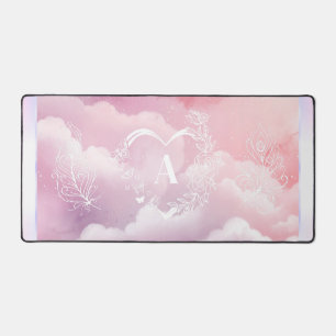 Coeur Monogramme rose céleste Ordinateur Bureau Ma